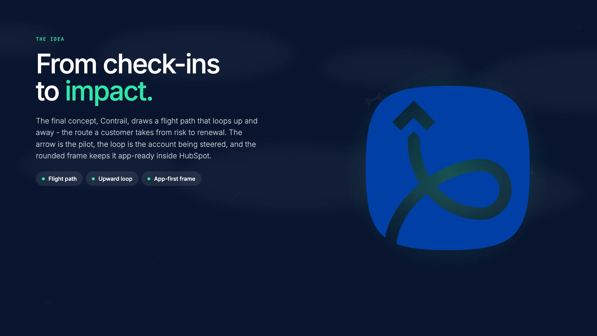 ImpactPilot brand idea - from check-ins to impact