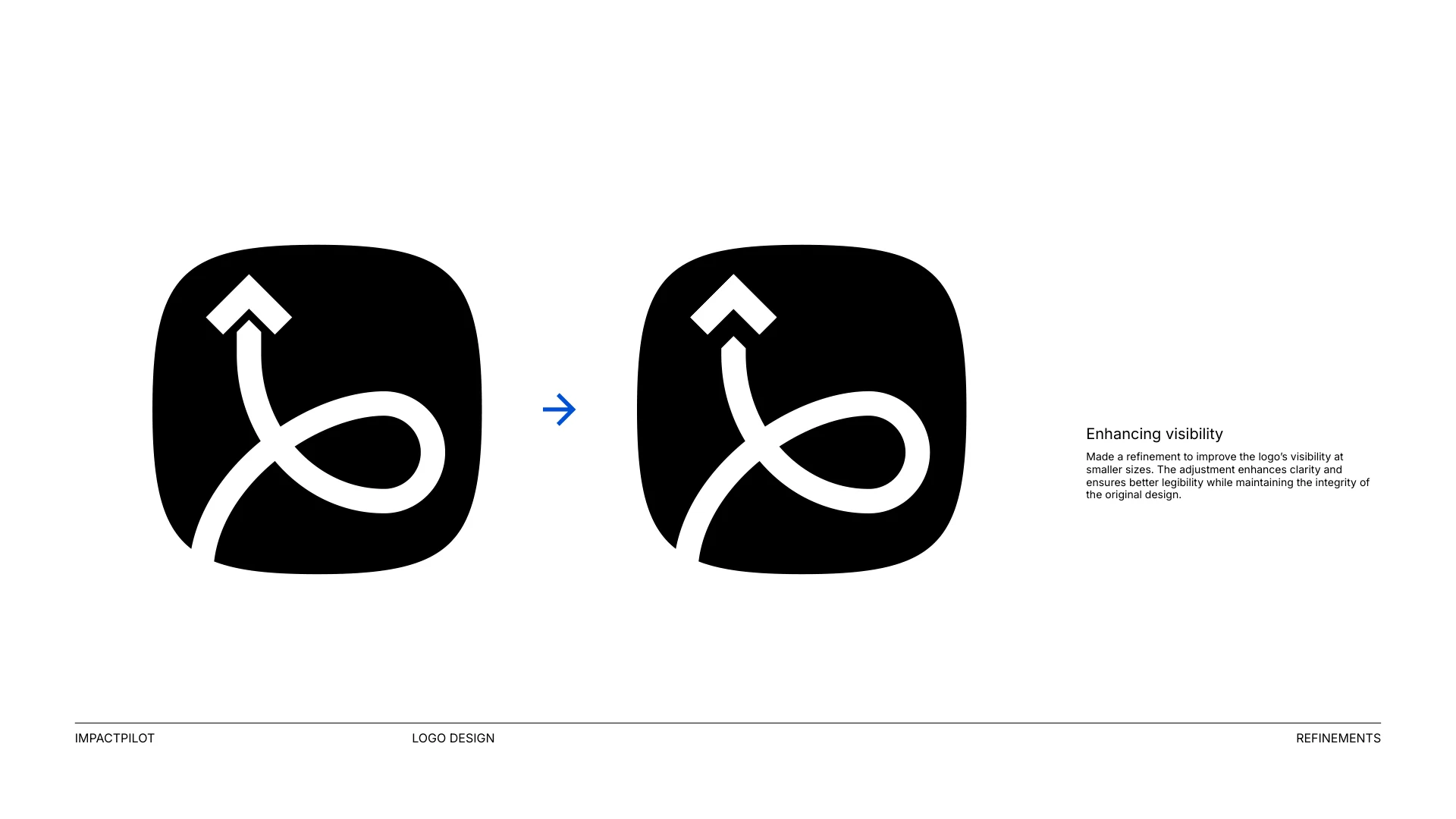 ImpactPilot logo refinement - before and after