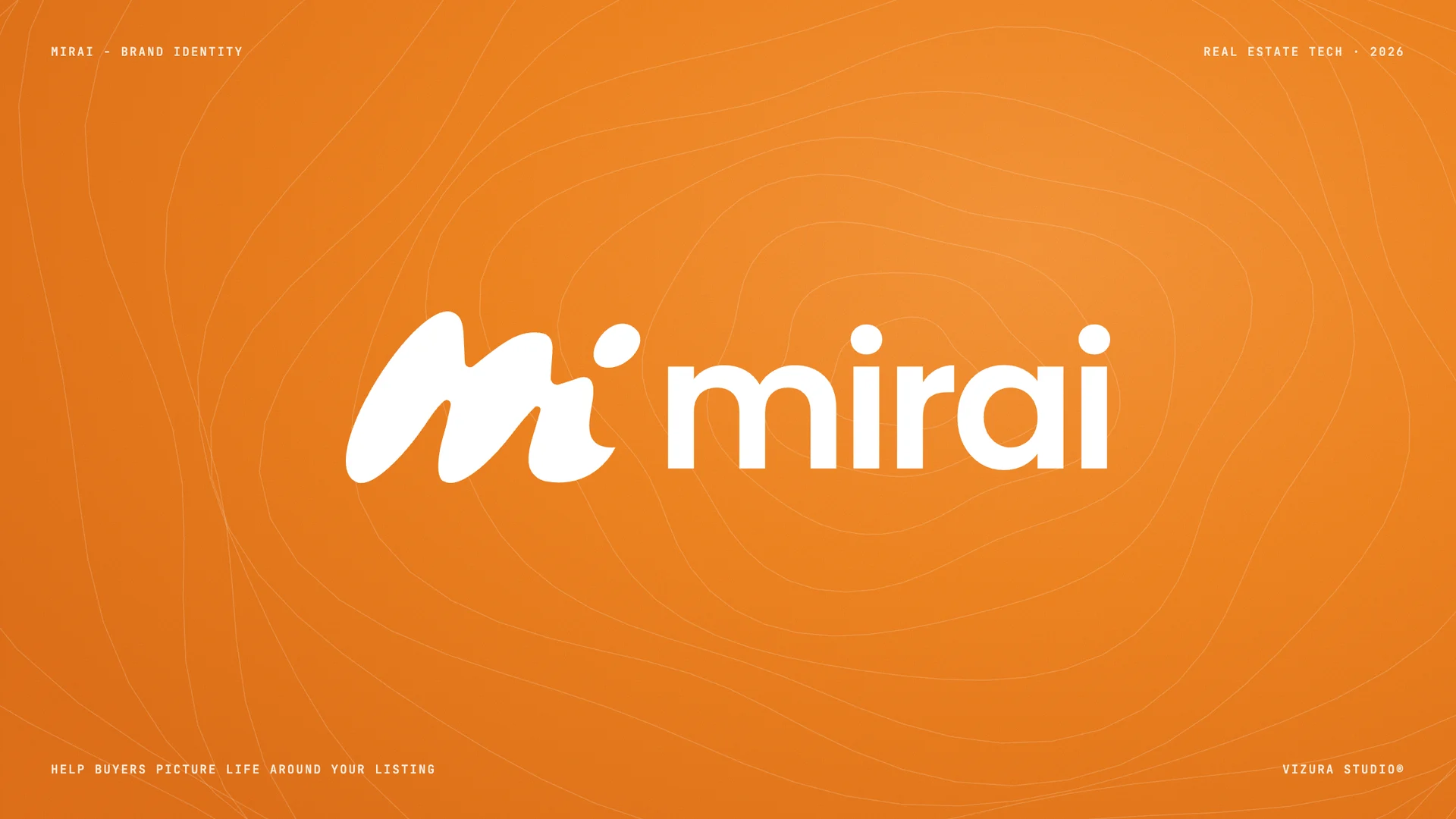 Mirai logotip u bijeloj na Mirai narančastoj