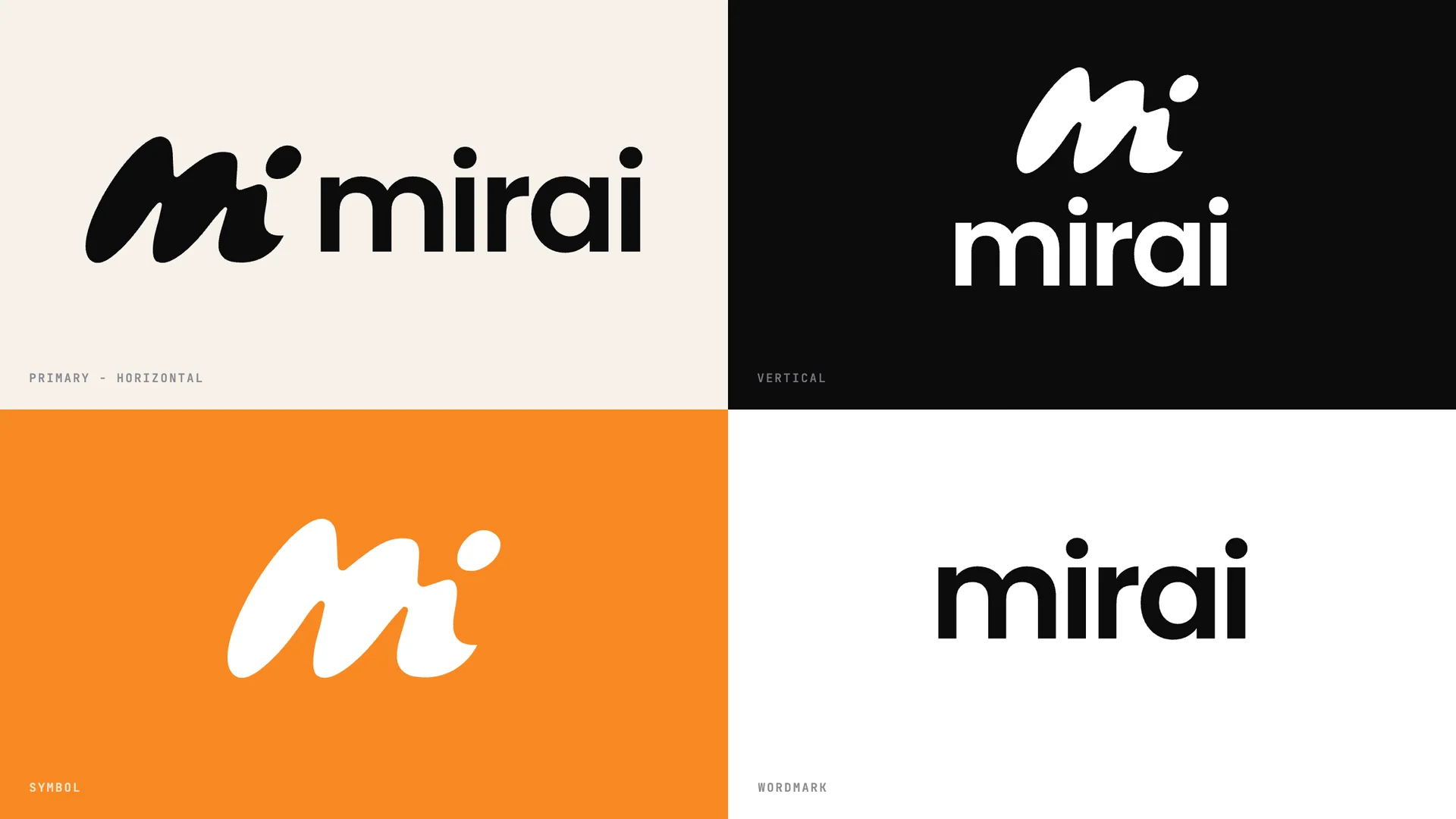Mirai lockupi - horizontalni, vertikalni, simbol, wordmark