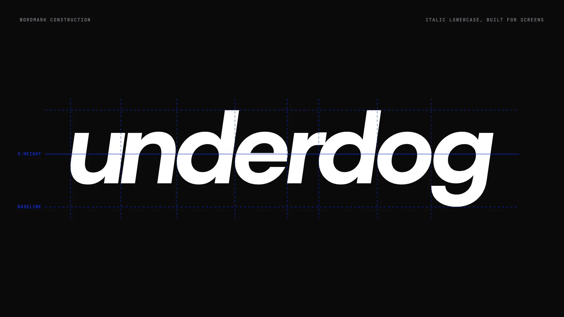 Underdog wordmark construction