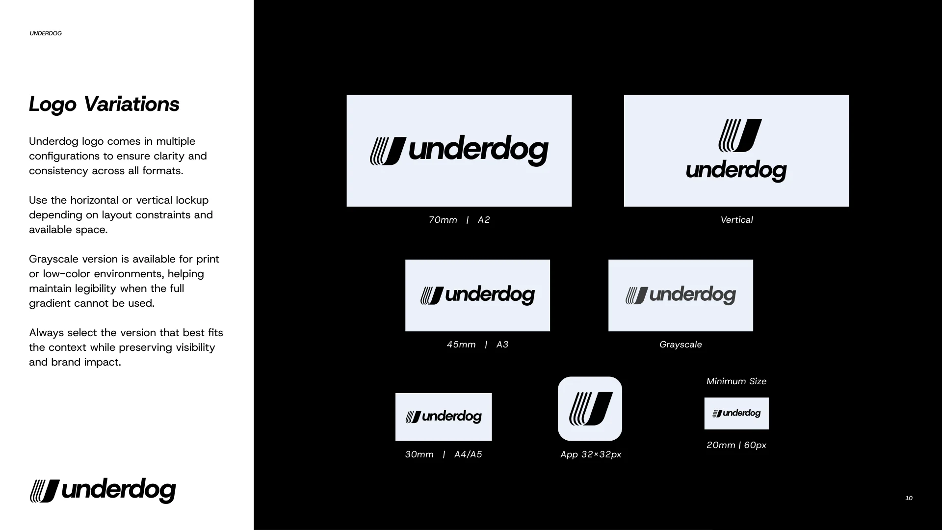Underdog logo variations