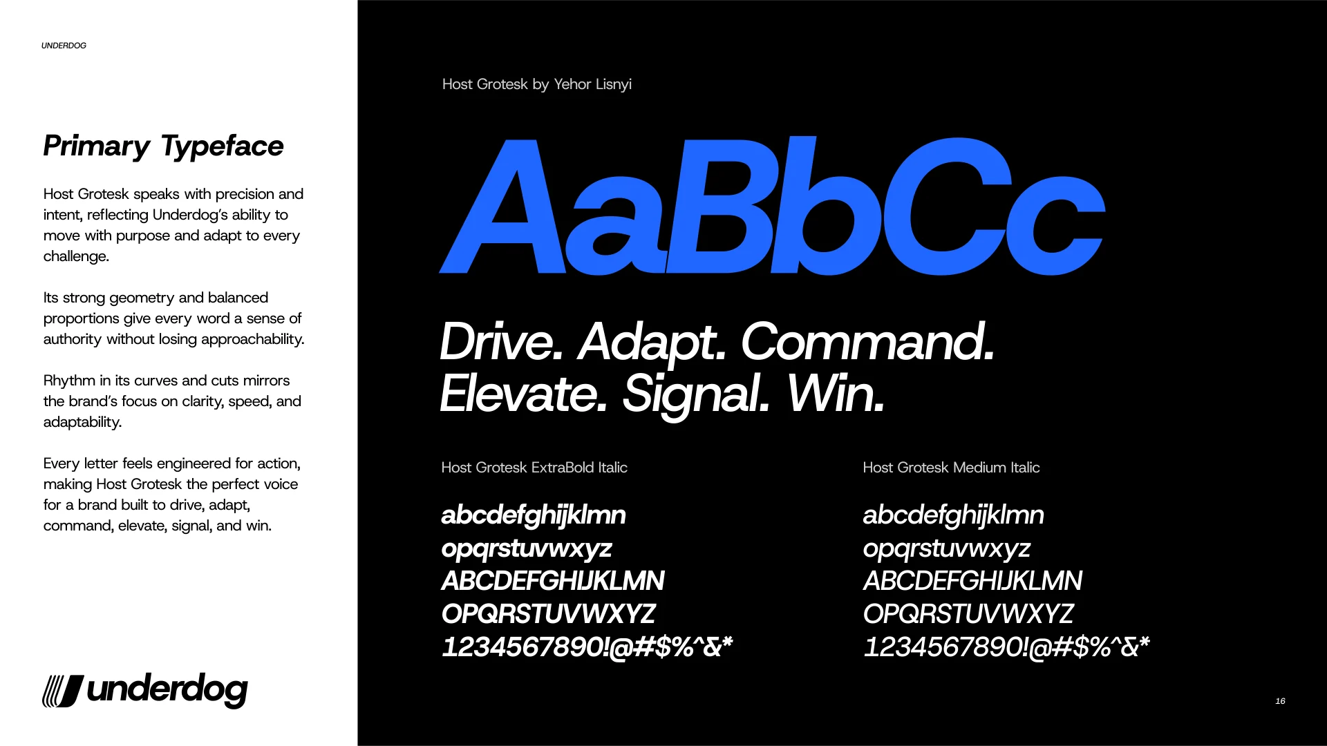 Underdog primary typeface