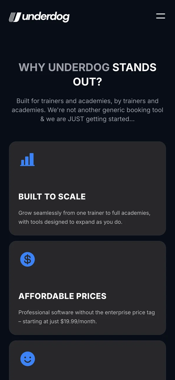 underdogplatform.com on mobile - why Underdog