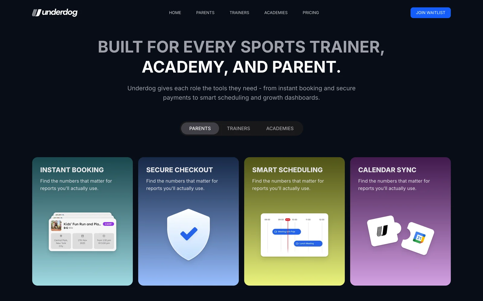 underdogplatform.com - built for every trainer, academy and parent
